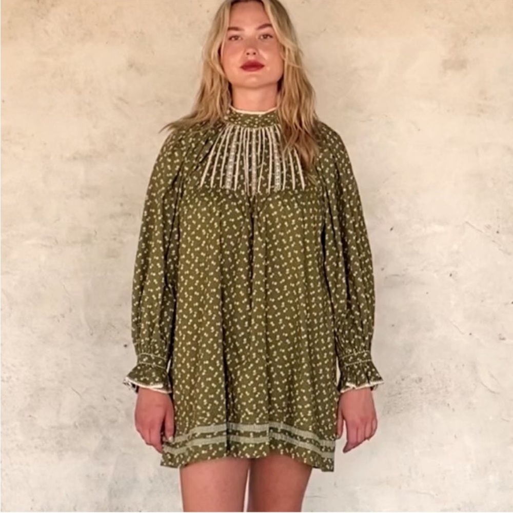 doen green floral dress DÔEN Women's Ashlynn Floral Cotton Midi-Dress - Sunshine Prairie Rose main image 1